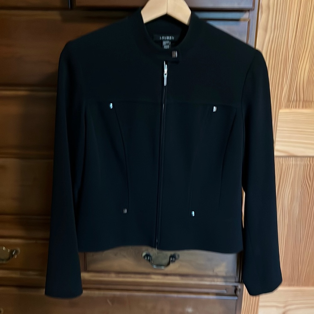 LOUBEN (Made in Canada) Short Jet Black Jacket; Fully Lined; Size 4; Looks NEW